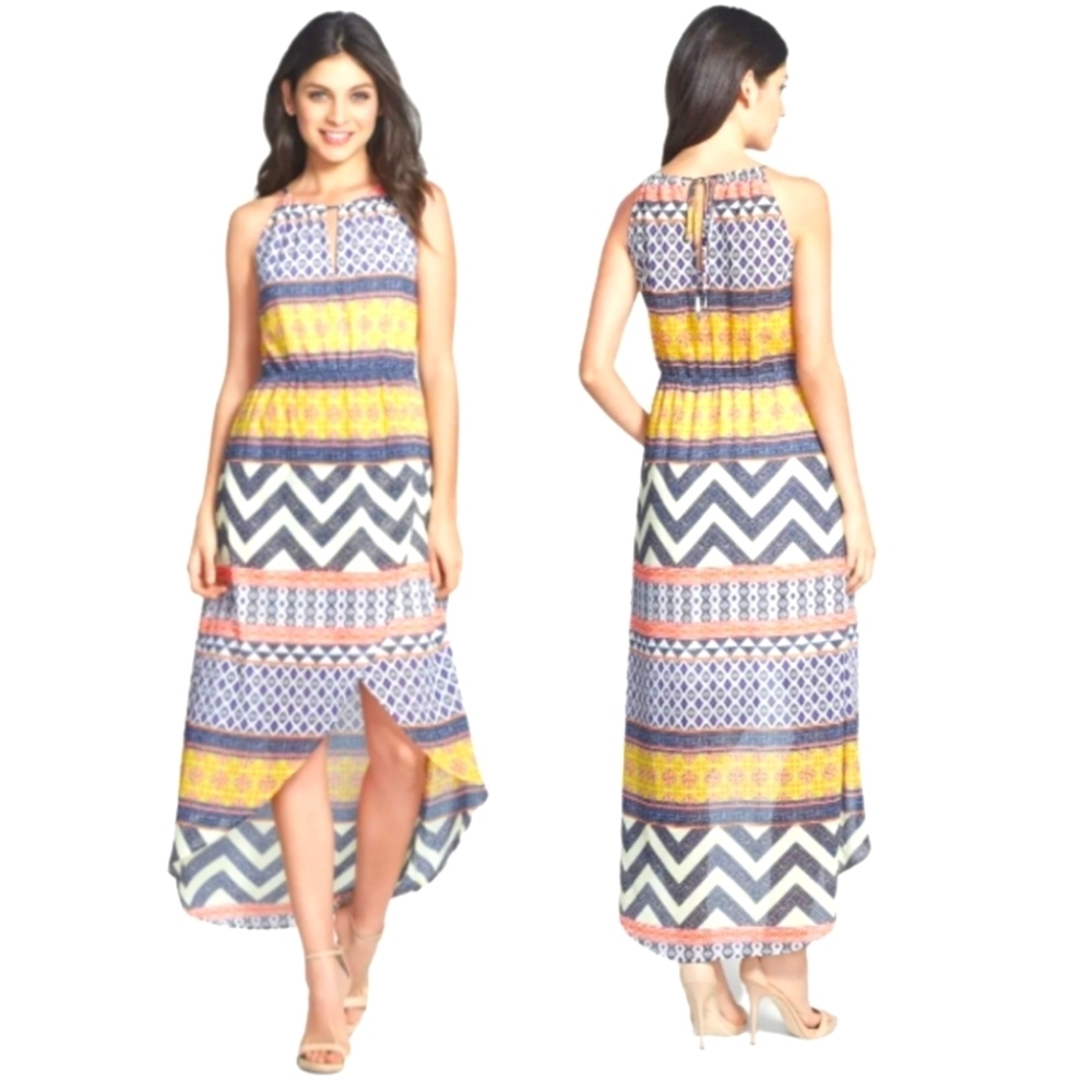 Sanctuary Capetown High Low Maxi Multicolor Dress Size M Anthropologie
